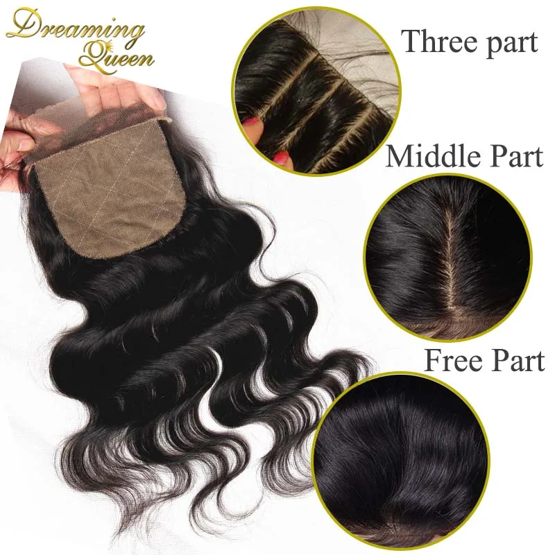

7A Malaysian Silk Base Closure 4*4  Body Wave  Silk Closure Free Middle Part cheap Silk Base Closure Hidden Knots Free Shipping
