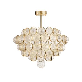 

Post Modern Golden luster Led Pendant Light Carved Glass Globes Pendant Lamp Indoor Lighting Fixtures Suspend Lighting