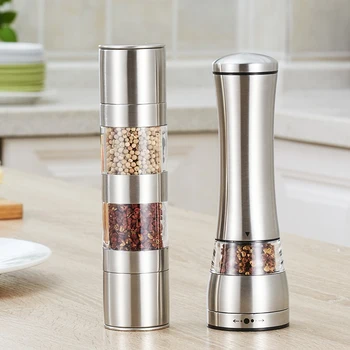 

Saim Stainless Steel Pepper Grinder Double Head Manual Salt Pepper Grinding Bottle Seasoning Bottle Kitchen Gadget Tools JJ196
