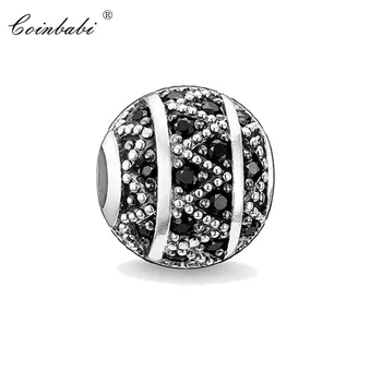 

Beads Pendant Black Zig Zag Large Hole For Women Trendy Gift Thomas Style Karma Silver Charm Jewelry Fit Ts Bracelet Necklace