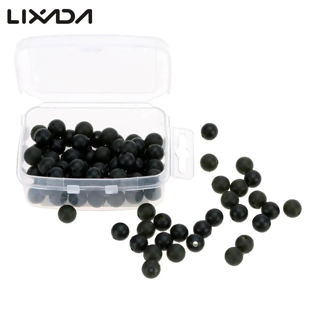 100PCS/Lot 5mm/7mm Fishing Round Soft Bead Fishing Lure Box Tackle Soft Rubber Beads Artificial