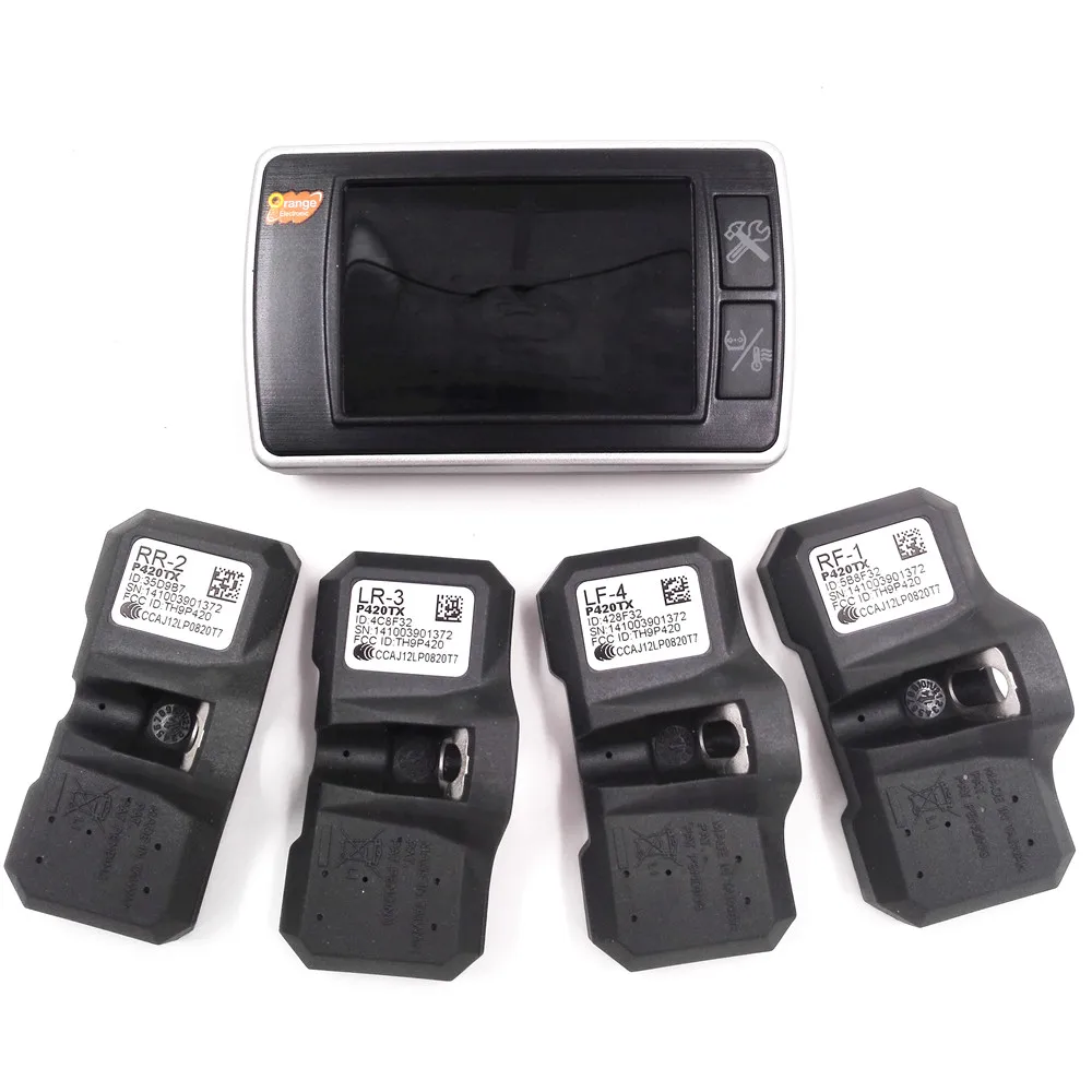 1PCS Orange 4 Wheel Vehicle Wireless Tire Pressure Monitoring System