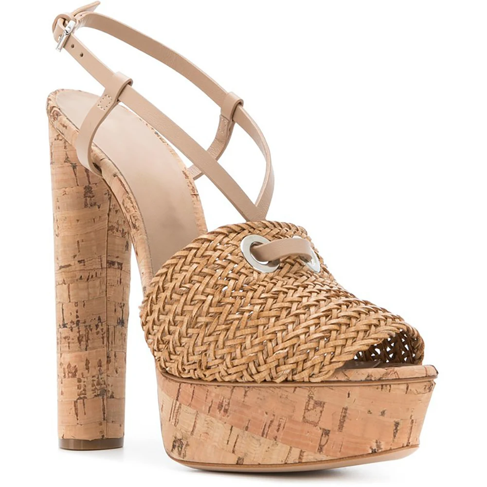 

HIZCINTH High Heels Sandals 2018 Summer Super Heel Platform Sandals Wood Grain Fish Mouth Gladiator Sandalias Pumps Shoes Woman