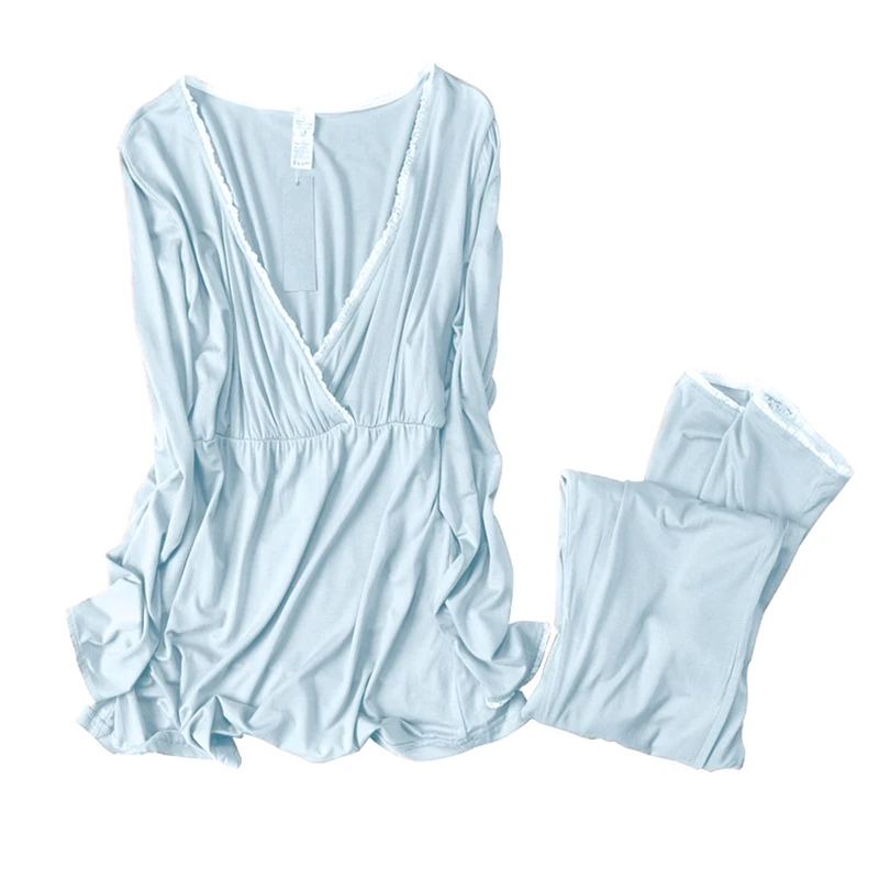 Пижамы для беременных, кормящих, кружевные пижамы для беременных, кормящих грудью, ночная рубашка для беременных с подушечкой на груди, женская одежда для сна, комплект домашней одежды
