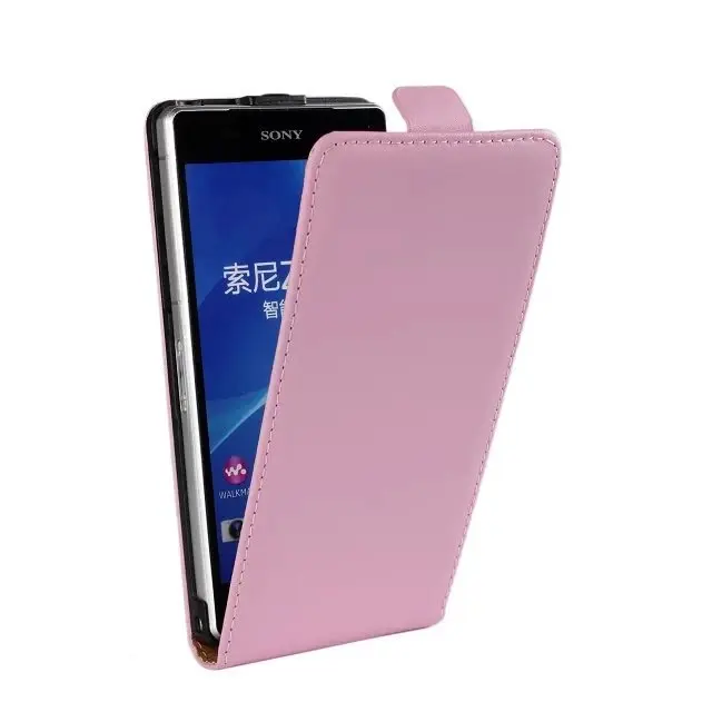 ICover бизнес чехол для Sony Xperia Z1 L39h C6903 Z2 Z3 Чехол Флип Натуральная кожа Coque сумка - Цвет: Pink