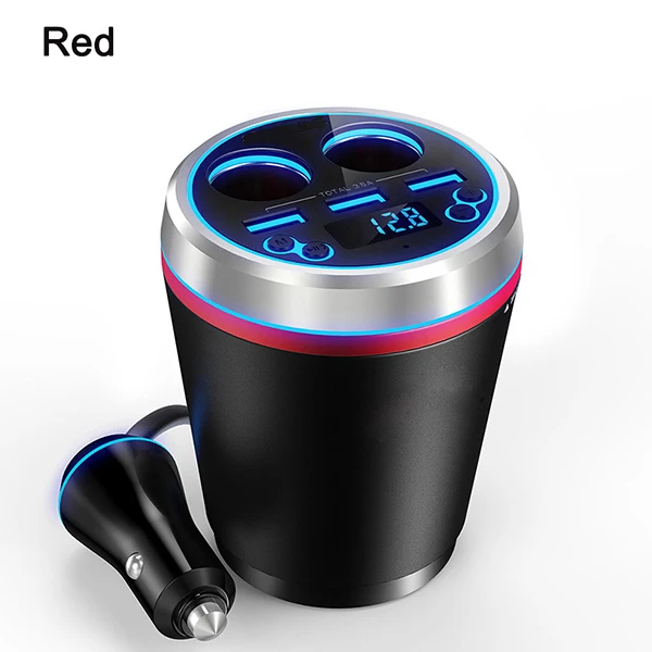 JINSERTA TF/Micro SD музыкальный MP3 плеер Автомобильный комплект Bluetooth fm-передатчик HandsFree прикуриватель разветвитель 3 порта USB зарядное устройство - Название цвета: Red