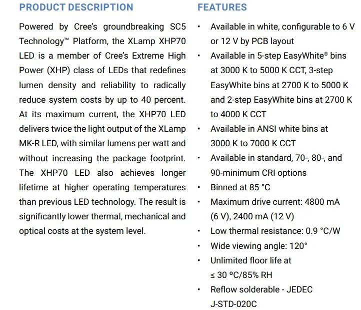 СВЕТОДИОД cree xhp70 30 Вт 4022лм 6v12в cree диод сильный светильник-вспышка лампы для мотоциклов Автомобильные лампы головной светильник источник