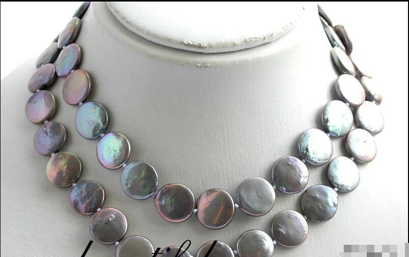 

FREE SHIPPING ******* z2010 BEAUTIFUL 31" 15mm coin gray freshwater pearl necklace (A0513)
