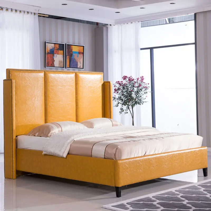 CIFF Modern Genuine Leather Bed, Silver Pu Leather Bed For Bedroom Furniture CIFF Modern Genuine Leather Bed, Silver Pu Leather Bed For Bedroom Furniture