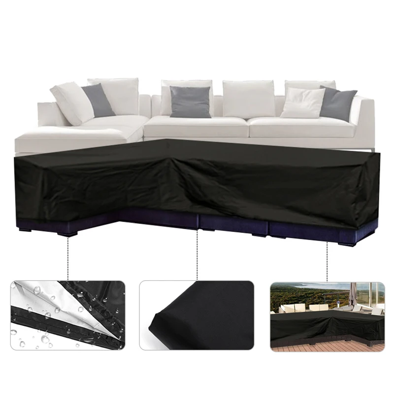 

L Shape Cover Patio Sofa Furniture Couch Cover Waterproof Dustproof for Moving Sunscreen @LS