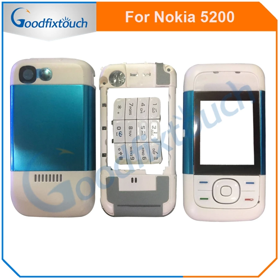  For Nokia 5200 Back Battery Cover Rear Cover Glass Housing Case With Keypad Keyboard Replacement Pa