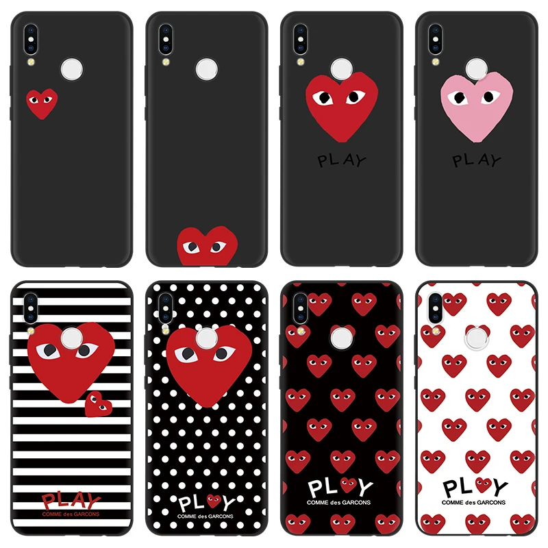 

Hot CDG Play Comme des Garcons Case FOR Huawei nova 3 4 3i 3e 4e Honor 8X 10 9 Lite 7A Pro View 20 Y6 Y9 2019 2018 TPU Soft Capa