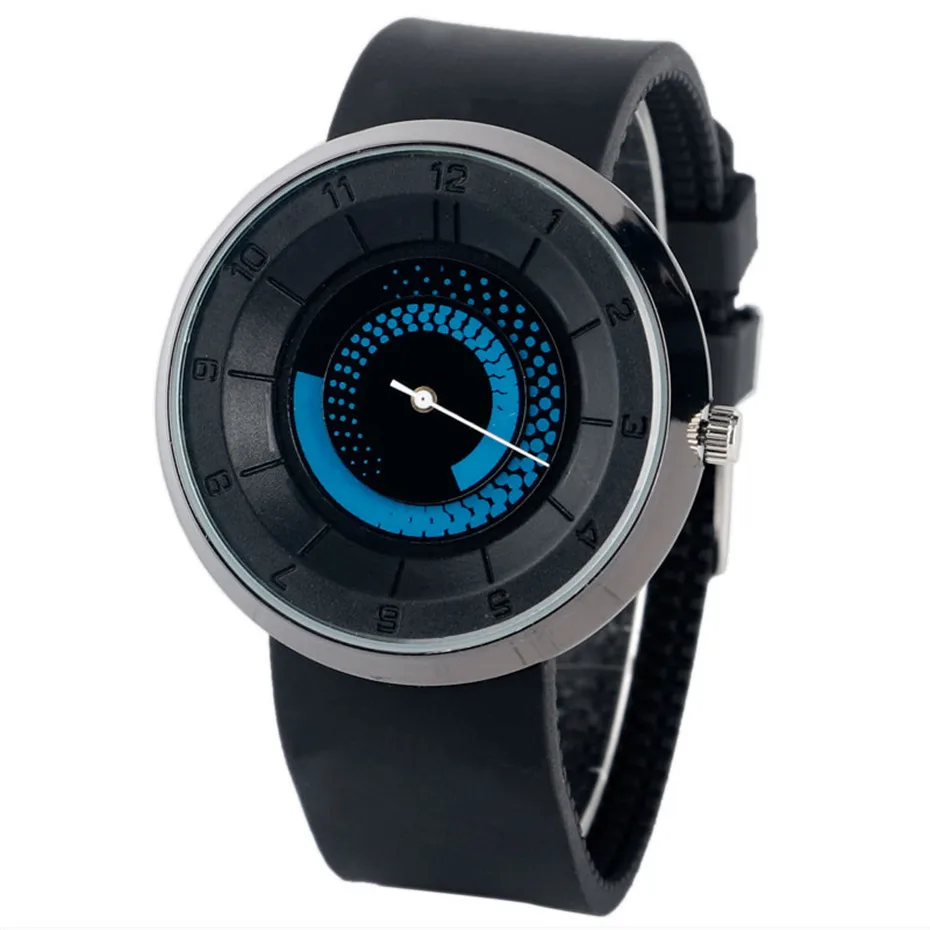 YISUYA Creative Watches Tire Lines Pattern Dial Mens Steampunk Fashion Analog Quartz Wrist Watch Black Rubber Band Student Clock (14)