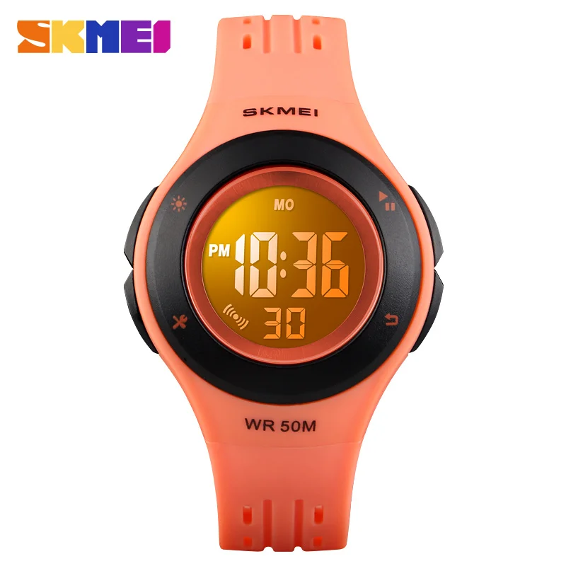 Skmei детские часы Силиконовые часы электронные цифровые часы наручные часы для детей и Девочек Кварцевые - Цвет: orange