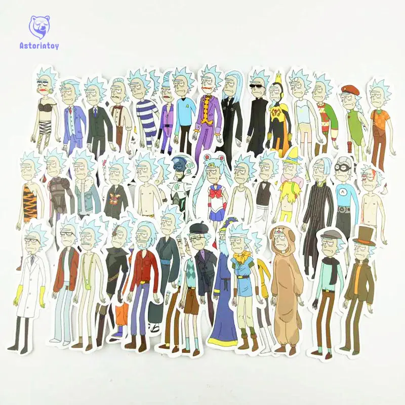 

50pcs/1lot Mixed Drama Rick and Morty cospaly Funny Sticker Decal For Car Laptop Bicycle Motorcycle Notebook Waterproof Kids Car