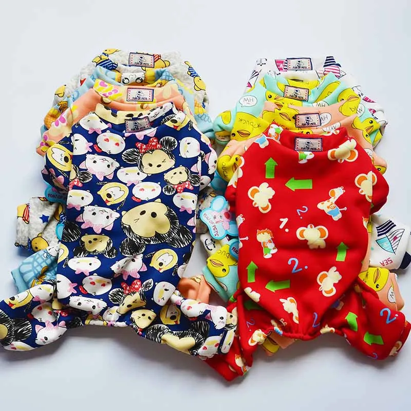Cute Printed Pet Clothes Small Dog Jumpsuit Rompers Puppy Pet Hoodie Coat for Dogs Cats Super Soft and Warm Chihuahua Costume Dog Apparel XS S M L XL3