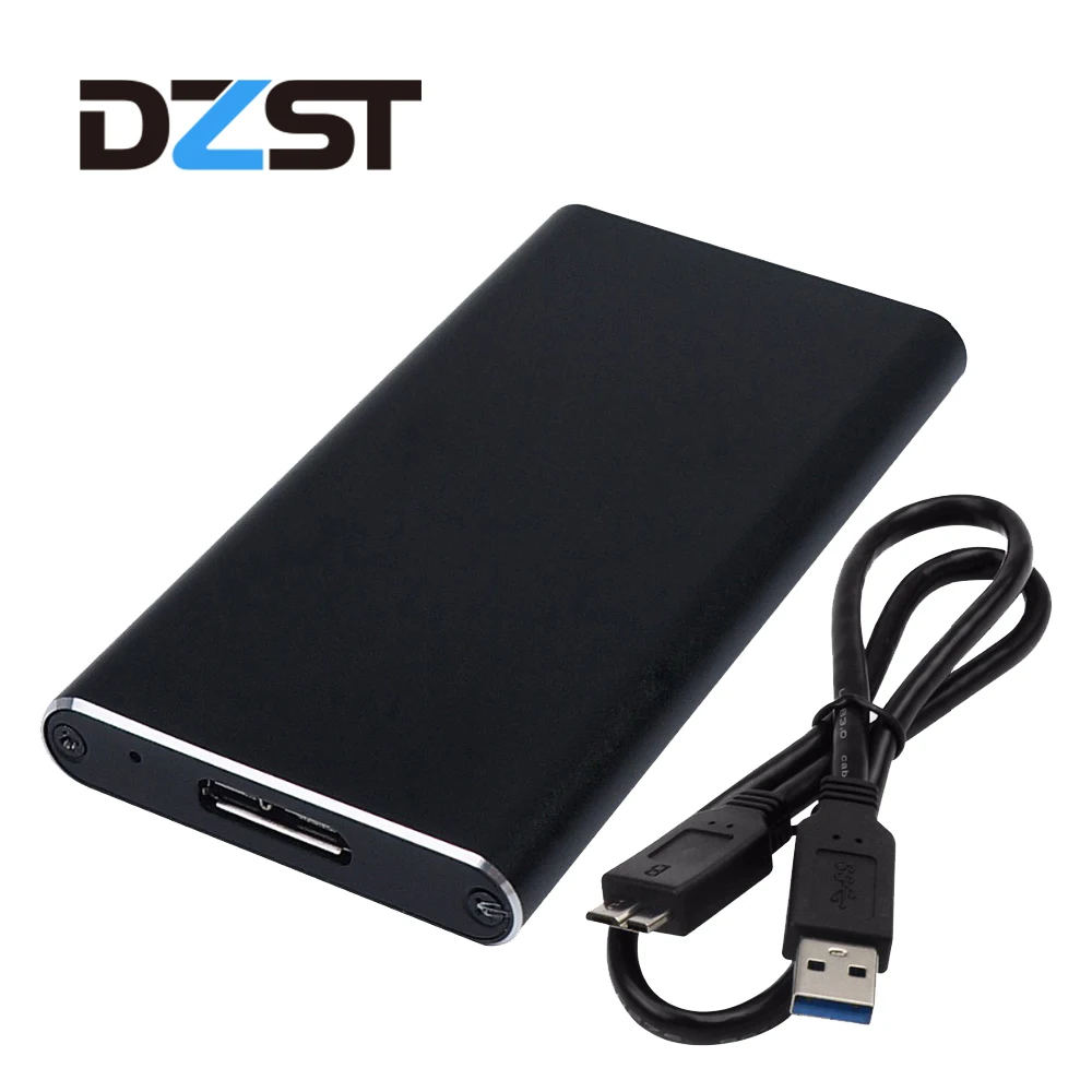 

DZLST USB HDD Enclosure mSATA to Micro B USB 3.0 HDD External Box Aluminum Portable MobileHard Disk Drive Black Case JMS578