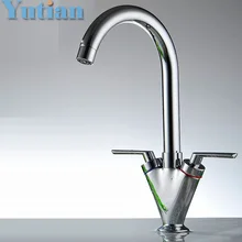 Messing Qualitätsgarantie! doppelgriff küchenspüle wasserhahn, küche mixer, runde schwenker Küchenarmaturen, torneira YT-6041