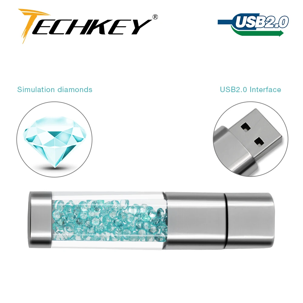 

new TECHKEY Lipstick usb flash drive pen drive 64GB pendrive memory memoria cel usb stick 32GB 16GB 8GB 4GB Rhinestone gift