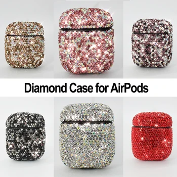 

Luxury Diamond Case for Apple AirPods 1 2 Case Accessories Bluetooth Earphone Handmade Protective Cover Bag Charging Box Shell