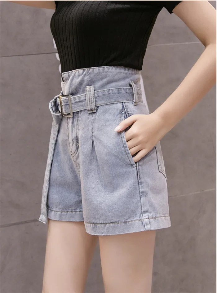 2019 высокое качество шикарные джинсовые шорты женские свободные летняя с высокой талией джинсы короткие женские винтажные нерегулярные