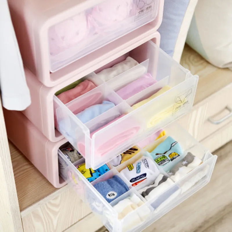 

3Pcs Plastic Drawer Storage Box Compartment Drawer Bra Underwear Socks Storage Cabinet Thickened Storage Drawer Organizer