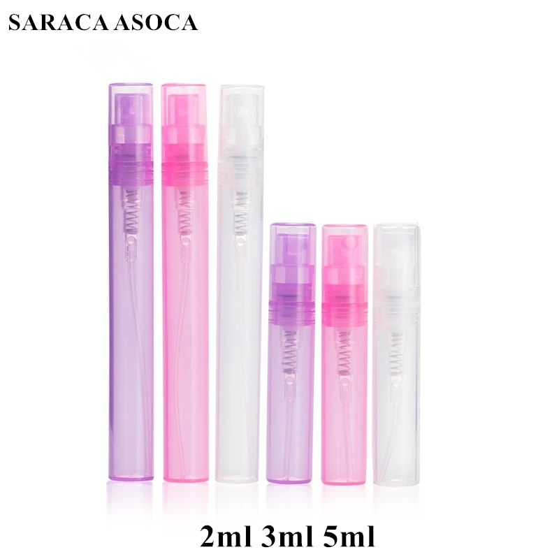 

2ml 3ml 5ml Plastic Bayonet Perfume Bottle Sample Bottle Purple Pink Color Spray Refillable Bottle Empty Small Bottle 100pcs/lot