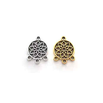 

30 x Tibetan Silver/Gold Tone Dream Catcher Connector Charms 2 Sided Pendants for DIY Earrings Jewelry Making Findings 19x14mm