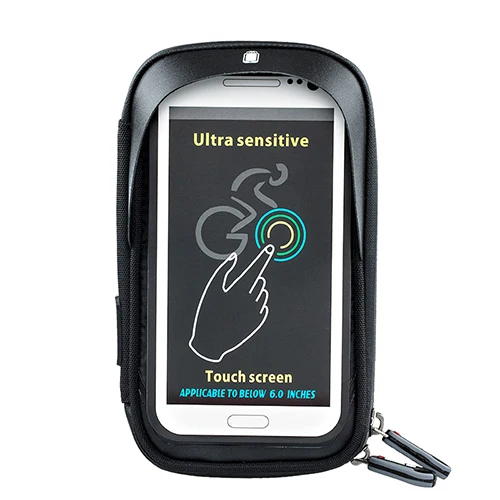 Велосипедная сумка для руля, велосипедная сумка для телефона, непромокаемая сумка из ТПУ с сенсорным экраном, держатель для мобильного телефона на 360 градусов, Сумка с рамкой MTB - Цвет: Черный