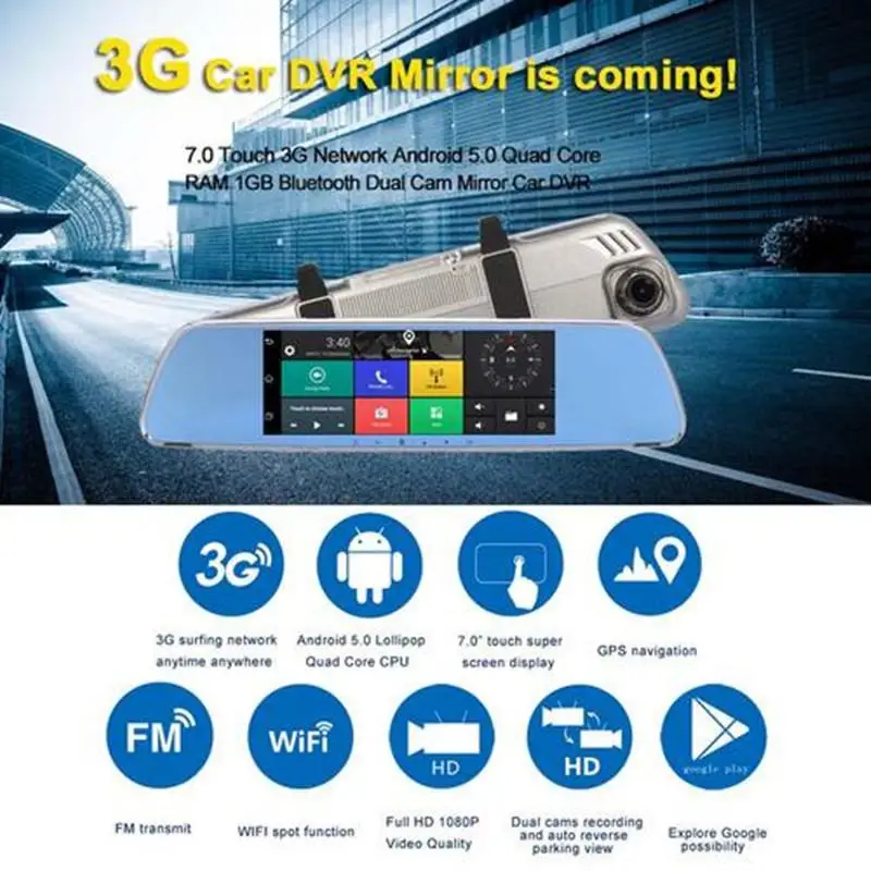 

Driving Recorder Dash Cam 7-inch Full Screen Smart Rearview Mirror HD Android Navigation Remote Monitoring System