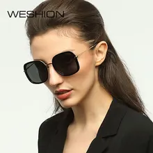 WESHION Малый солнцезащитные очки Для женщин поляризационные квадратный Брендовая дизайнерская обувь фиолетовые линзы сплава Рама óculos Ретро де золь с случае