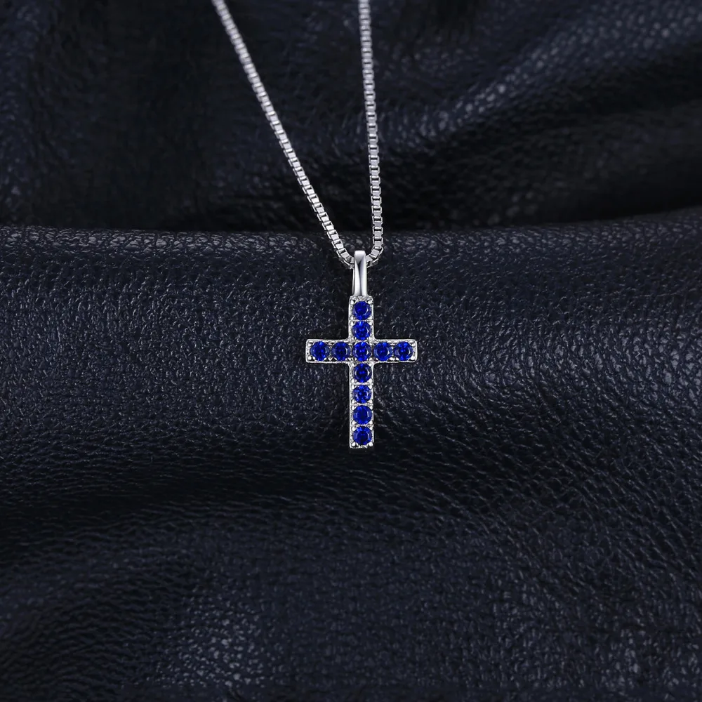 Jewelrypalace крест 0.18ct создан синий шпинель Подвеска Цепочки и ожерелья для Для женщин