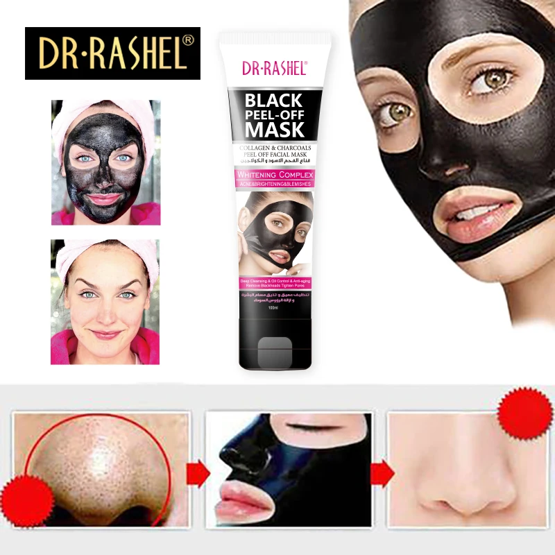 

DR RASHEL Suction Black Mask Nose Blackhead Remover Peel Off Facial Mask Acne Treatment Collagen With Bamboo Charcoal 100 ML