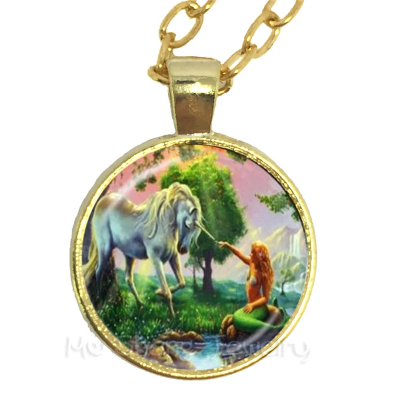 2018 New Little Mermaid Collana Fantasy Sea-Maid Ocean Jewelry Collana Con Goccia Di Vetro Cabochon Per Regalo Da Donna