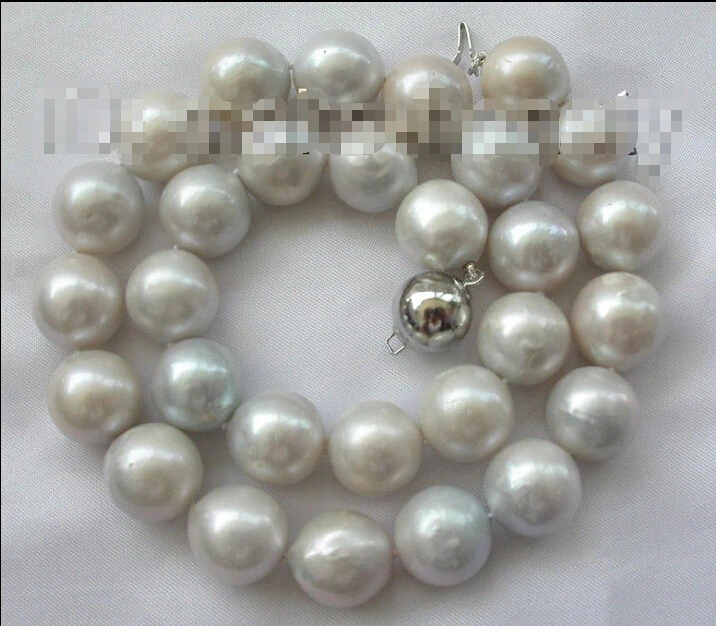 

Free shipping >>>>>>stunning big 14mm round white reborn keshi freshwater pearls necklace b330
