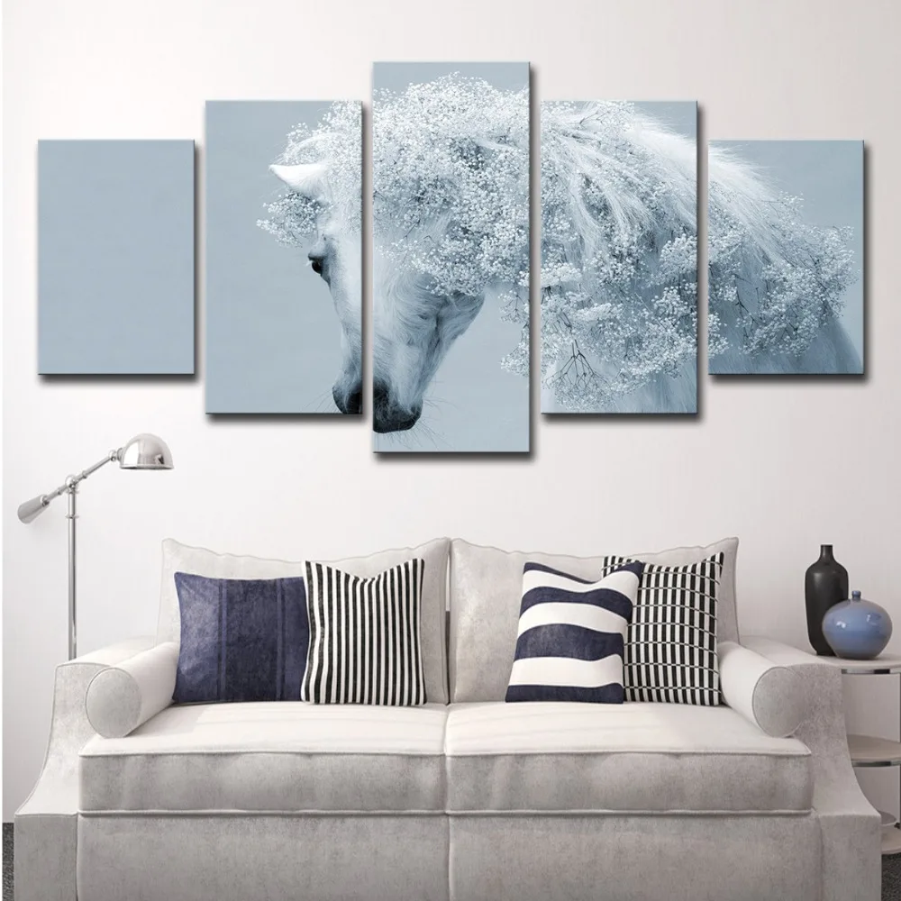 5P2315-HD Printed White Horse Art Photos Painting Canvas Print room decor print poster picture canvas Free shipping (1) 