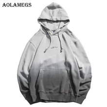 Aolamegs толстовки для мужчин японский градиент с капюшоном High Street пуловер Хлопок Мода хип хоп Уличная Повседневная карман Толстовка Весна