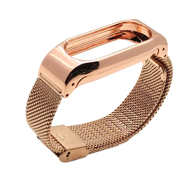 rose gold Металлический ремешок для Xiaomi mi Band 2 Безвинтовой браслет из нержавеющей стали сменные Аксессуары для браслета mi Band 2 - Цвет: rose gold