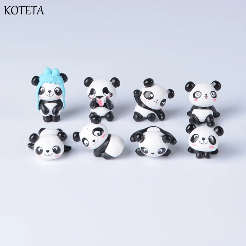 Koteta Cartoon 8pcs/set Cute Mini PVC Panda Action Figure Kids Toy