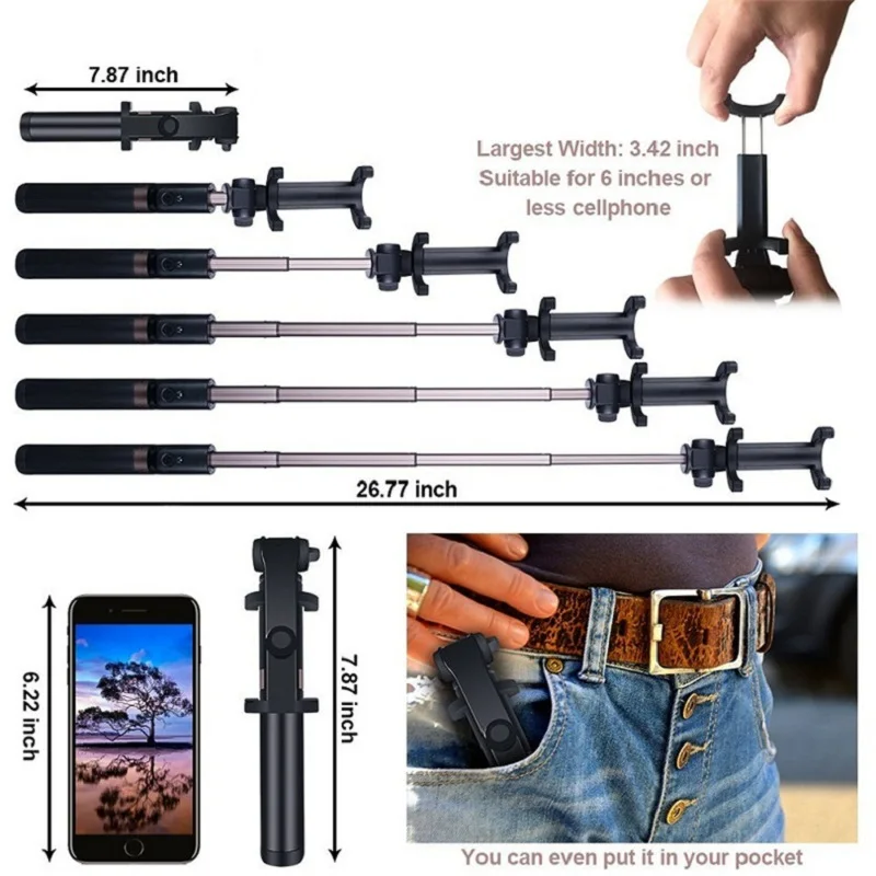 Ulanzi 27in Smartphone Tripod Selfie Stick Bluetooth Remote Control Mini Tripod for iPhone X 8 Samsung Huawei Xiaomi Cellphone