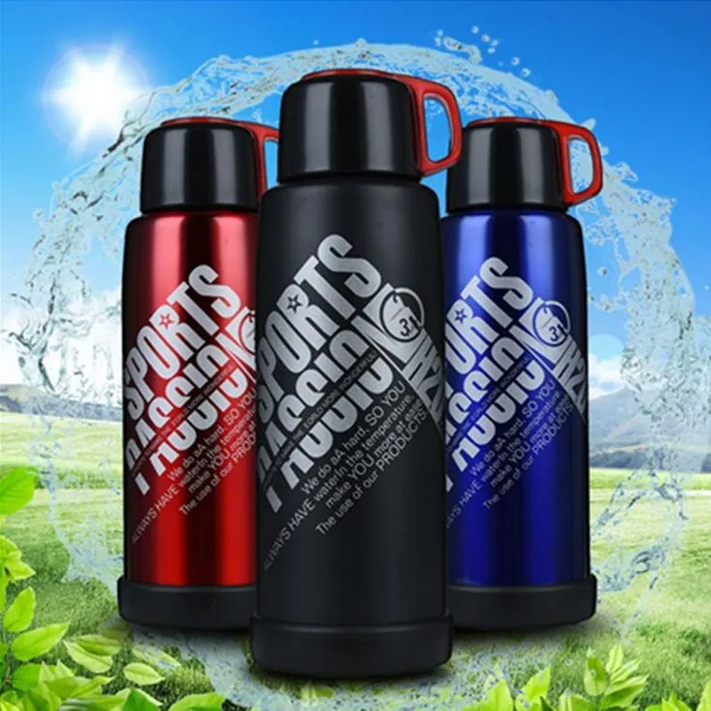 Double wall 4 colors two cover Vacuum Flasks 600ml 800ml keep warm 6 12