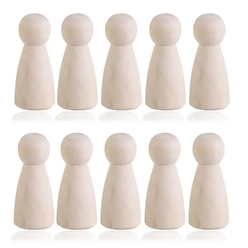 

10pcs DIY Plain Blank Wooden Peg Dolls Bride Figures Wedding Cake Toppers