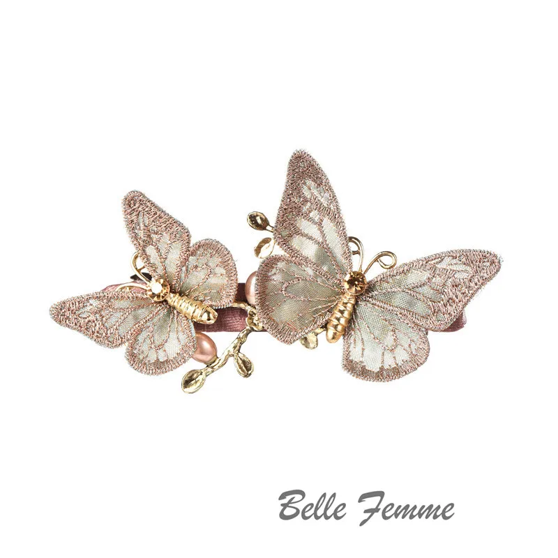 

Embroidery Butterfly Shiny Hair Clips For Women High-end Hair Accessories Rhinestone Hairpins Bows Flower Hairgirps Barrette