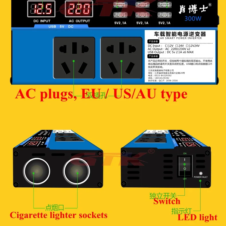 GTK DC 12 V 24 v AC 220 V 300 w инвертор для зарядки автомобильного аккумулятора 300 w Пиковая Чистая синусоида усилитель домашней системы питания подставка для ноутбука