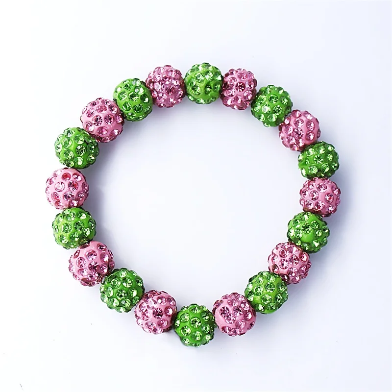 green pink С модными красочными стразами инкрустированные Шамбала бусины браслет для отдыха на открытом воздухе DIY ювелирные изделия браслет из бисера для женщин - Окраска металла: green pink