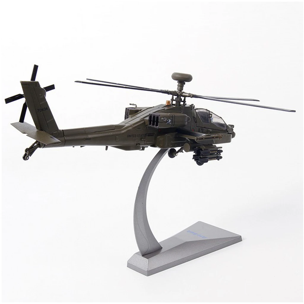 1:72 Scale AH-64 Apache Helicopter Airplanes Airforce Diecast Alloy Aircraft Arm Green