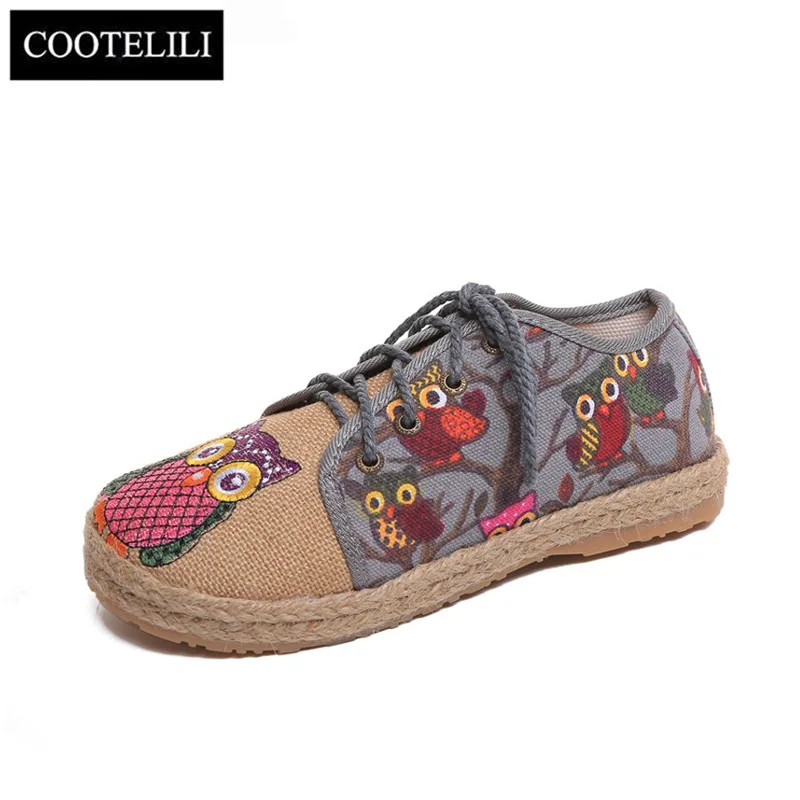 Cootelili Oxford Datar Sepatu Wanita Pantofel Rami Ujung Slip On