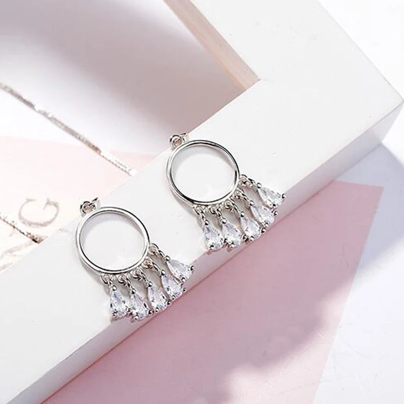 round circel long  tassel earrings (6)