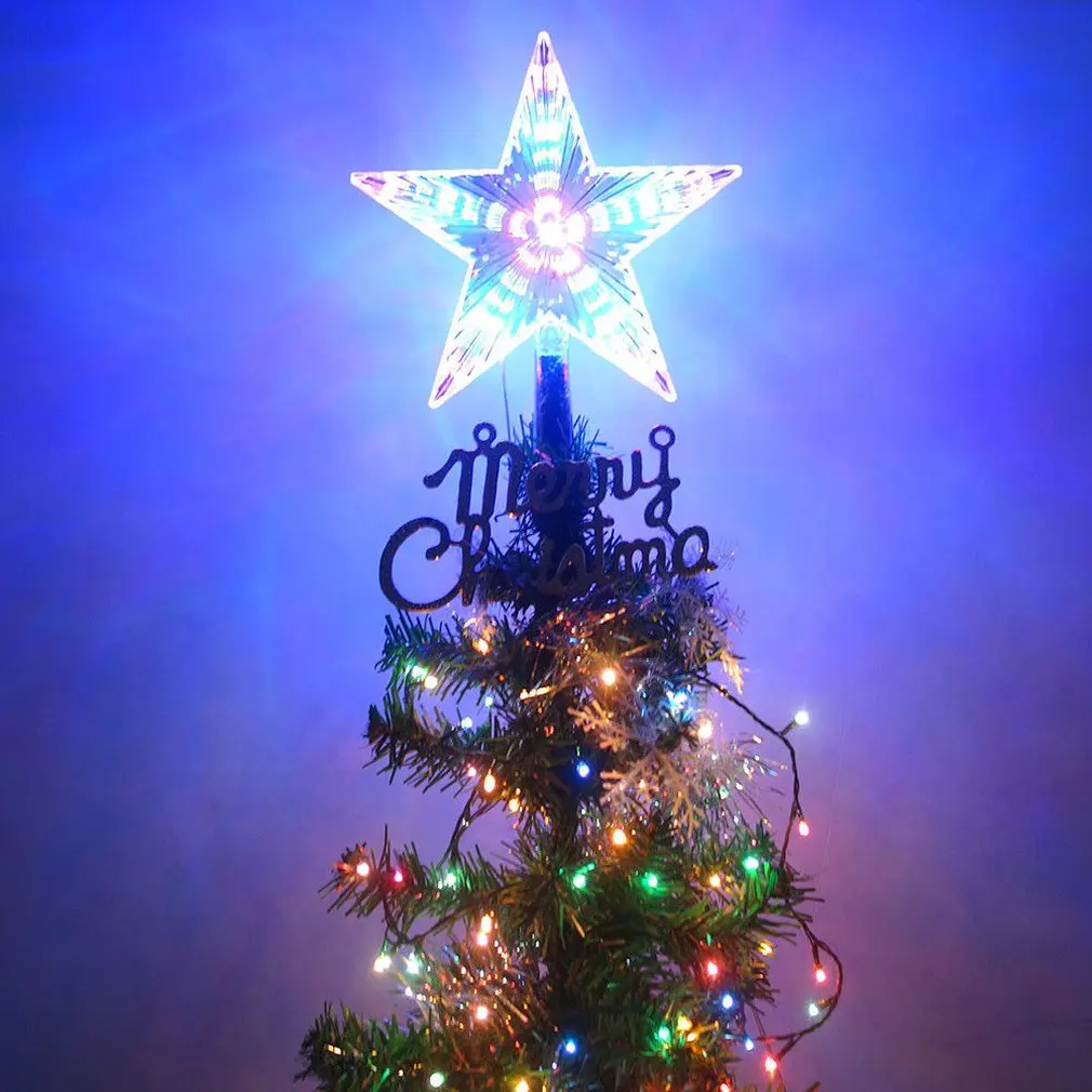 

4 LED Flashing Mode Star Christmas Tree Topper Light Xmas Home Party Decor Lamp Three size for your choice