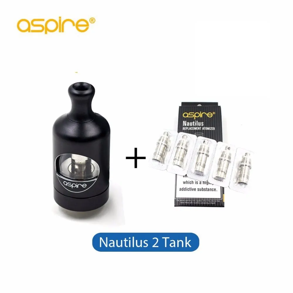 

Aspire Nautilus 2 Tank Atomizer with 5pcs Nautilus 2 BVC Coil 0.7ohm 2ML Vape Atomizer for E cigarettes Zelos 50w Box Mod